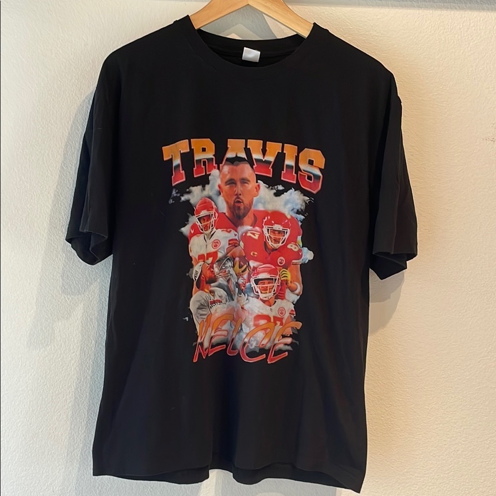 Travis Kelce Kansas City Chiefs Uni-Sex T-Shirt, Black Size XL